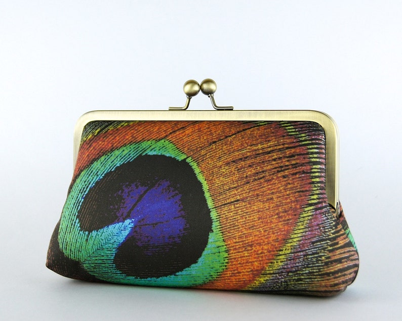 Peacock Chocolate Clutch with Silk lining image 3