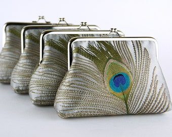 EllenVintage zijde Peacock handtas In zilver