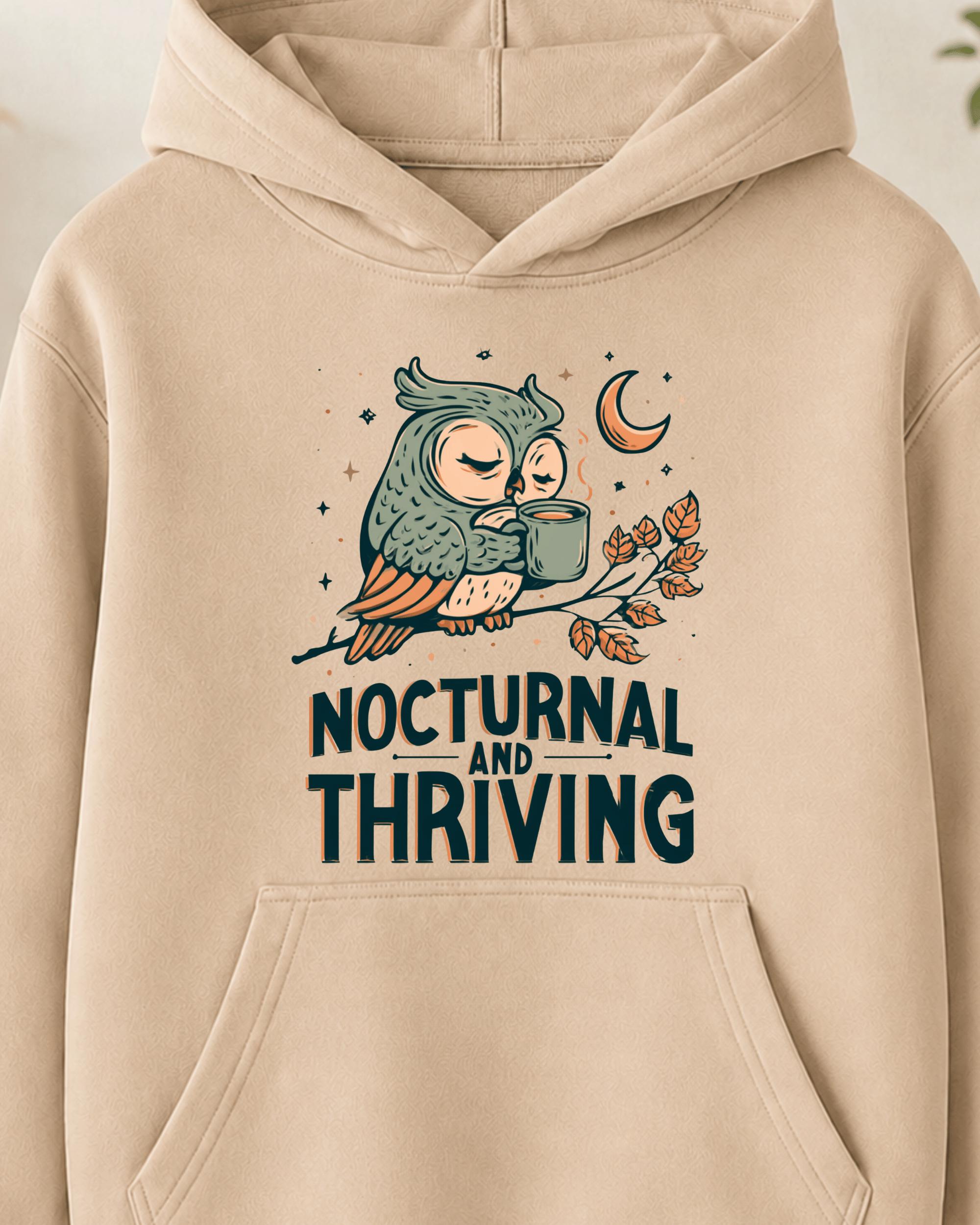 Kids Owl Halloween Hoodie, Nocturnal Thriving Sweatshirt, Autumn Woodland Illustration