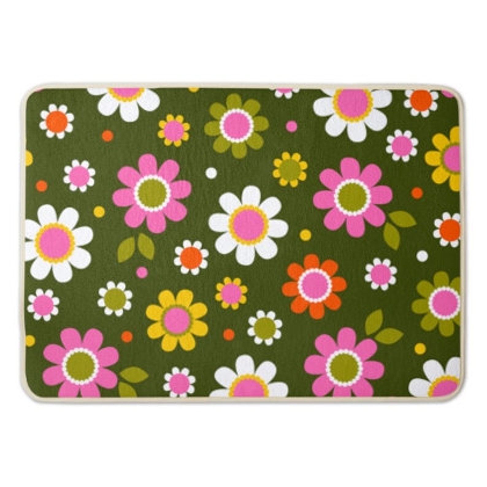 Flower Bath Mat, Bathroom Mat, Non Slip, Flower Power, Water Absorbent ...