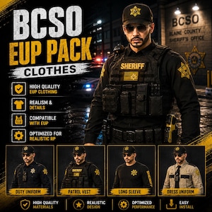 FiveM politie-kledingpakket, sheriff-uniformpakket, politie-outfits, ESX QBCore Qbox Standalone