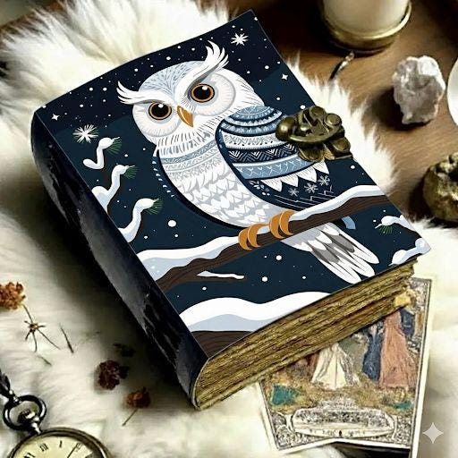 Owl Leather Journal: Gothic Book of Shadows, Wiccan Grimoire
