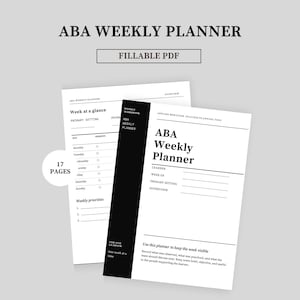 ABA weekly planner, RBT session notes, BCBA planner, abc data tracker, behavior analyst printable, fillable pdf