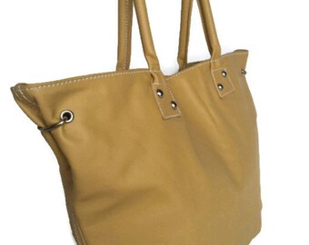 Cream tote leather purse classic fashion everyday casual bag | Etsy