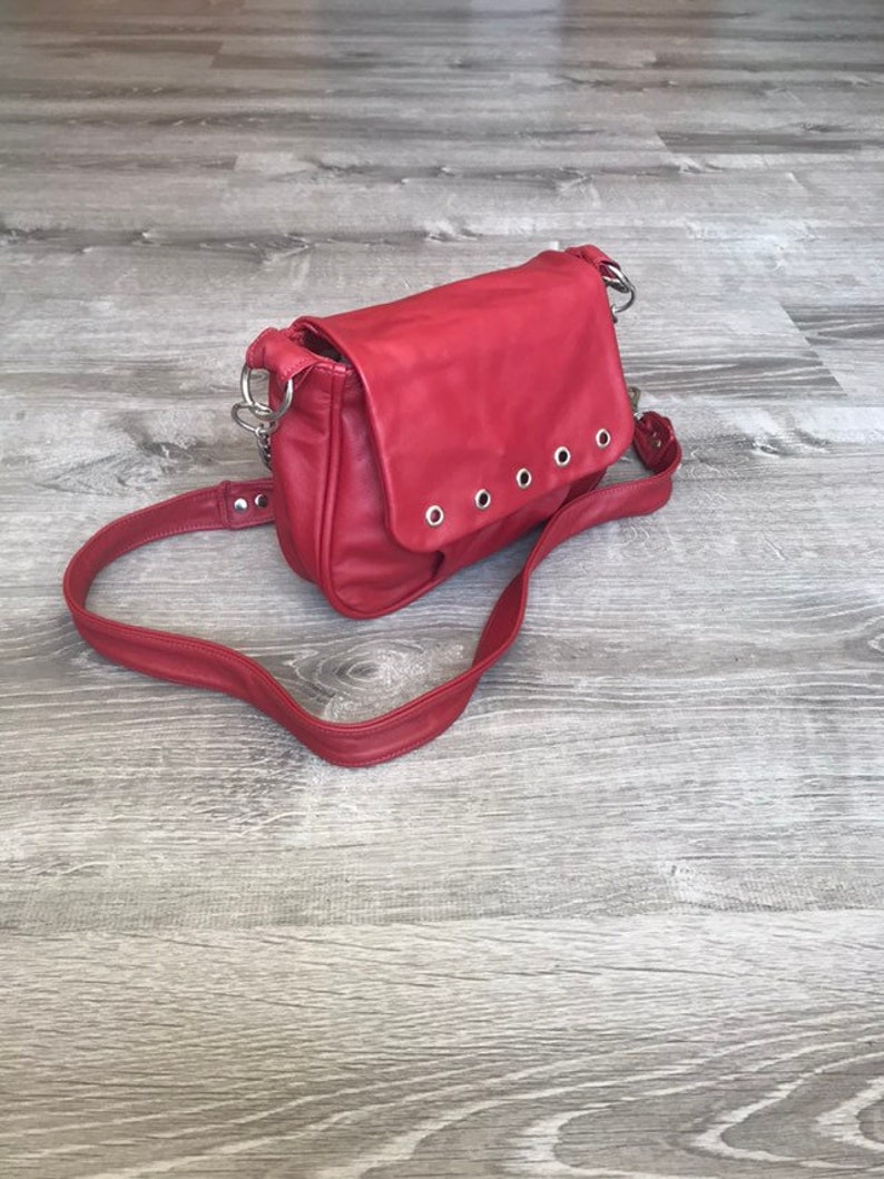 Red Leather Crossbody Bag Women Handbags Small Shoulder Etsy