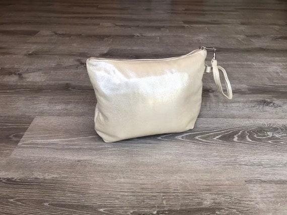 Stylish Gold Leather Clutch Bag with Wrist Strap Fashion | Etsy