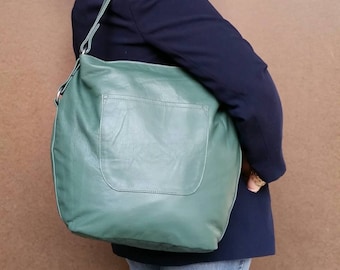 Green Leather Bag, Shoulder Bags for Women, Everyday Women Bags, Handmade Retro Bags, Unique Handbags, Country Handbag, Mom Gifts, Sujey