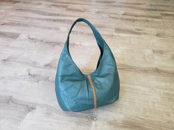 green leather hobo bag