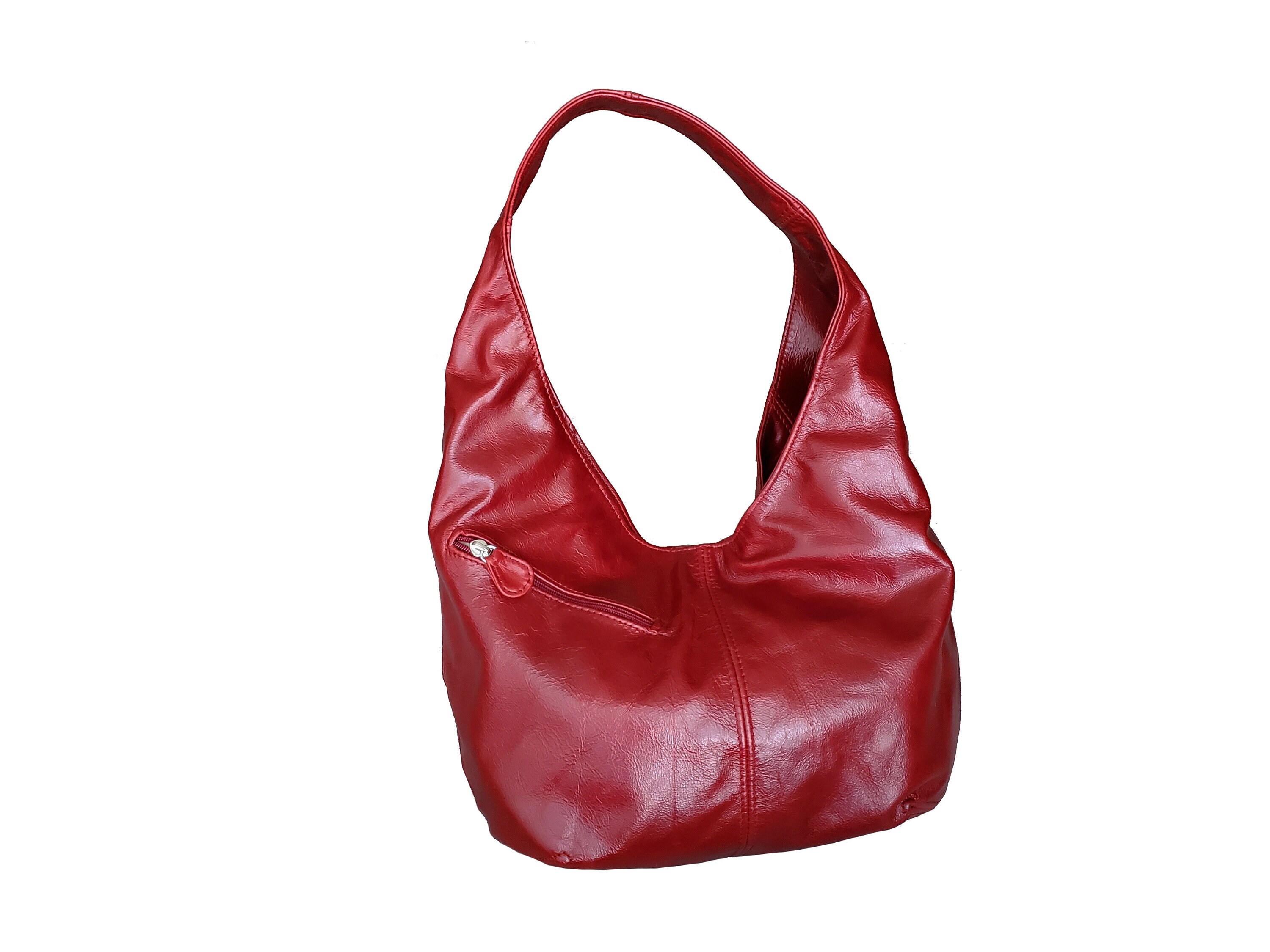 Red Leather Bag Casual Classic Fashion Hobo Style Handbags for -   Denmark