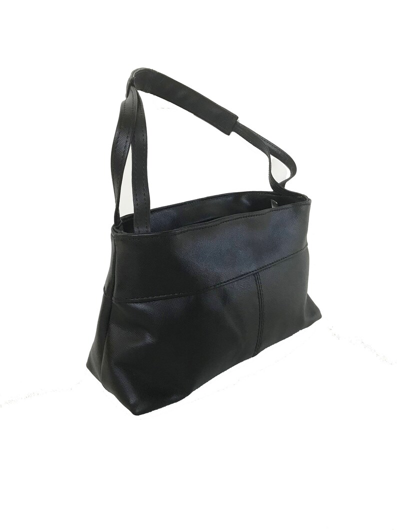 Black Leather Bag Small Everyday Shoulder Handbag Stylish Etsy