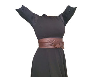 Brown leather wrap obi belt for women, leather waist sash belt, wide wrap leather belt, casual handmade belt, Dean