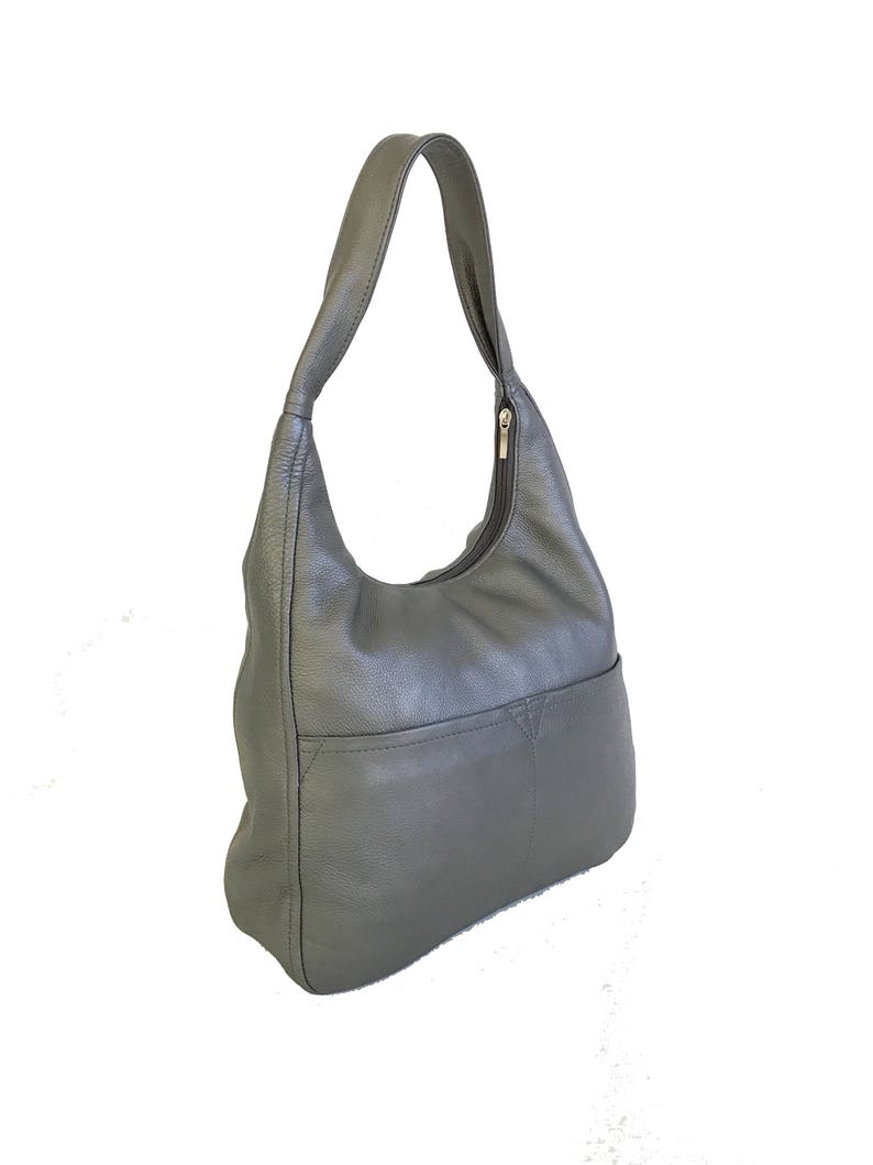 Women Leather Bags Metallic Gray Leather Hobo Purse Handmade - Etsy