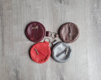 Mini coin bag, leather keychain pouch bag, keychain, small pouch, casual leather accessories, unique case headphones, mother gifts, Maria