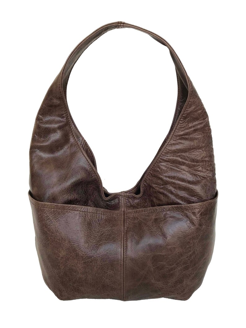 Distressed Brown Leather Hobo Bag w/ Pockets Hobo Purse | Etsy
