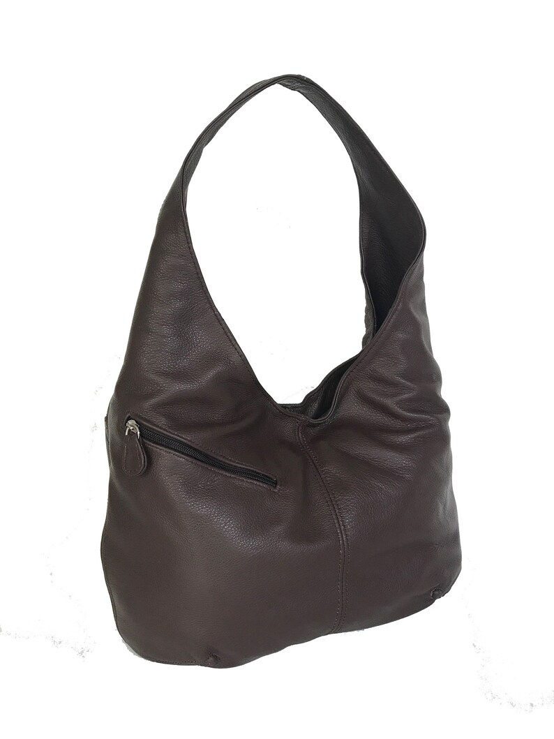 Brown Leather Hobo Bag With Pockets Fashion Handbag Shoulder | Etsy