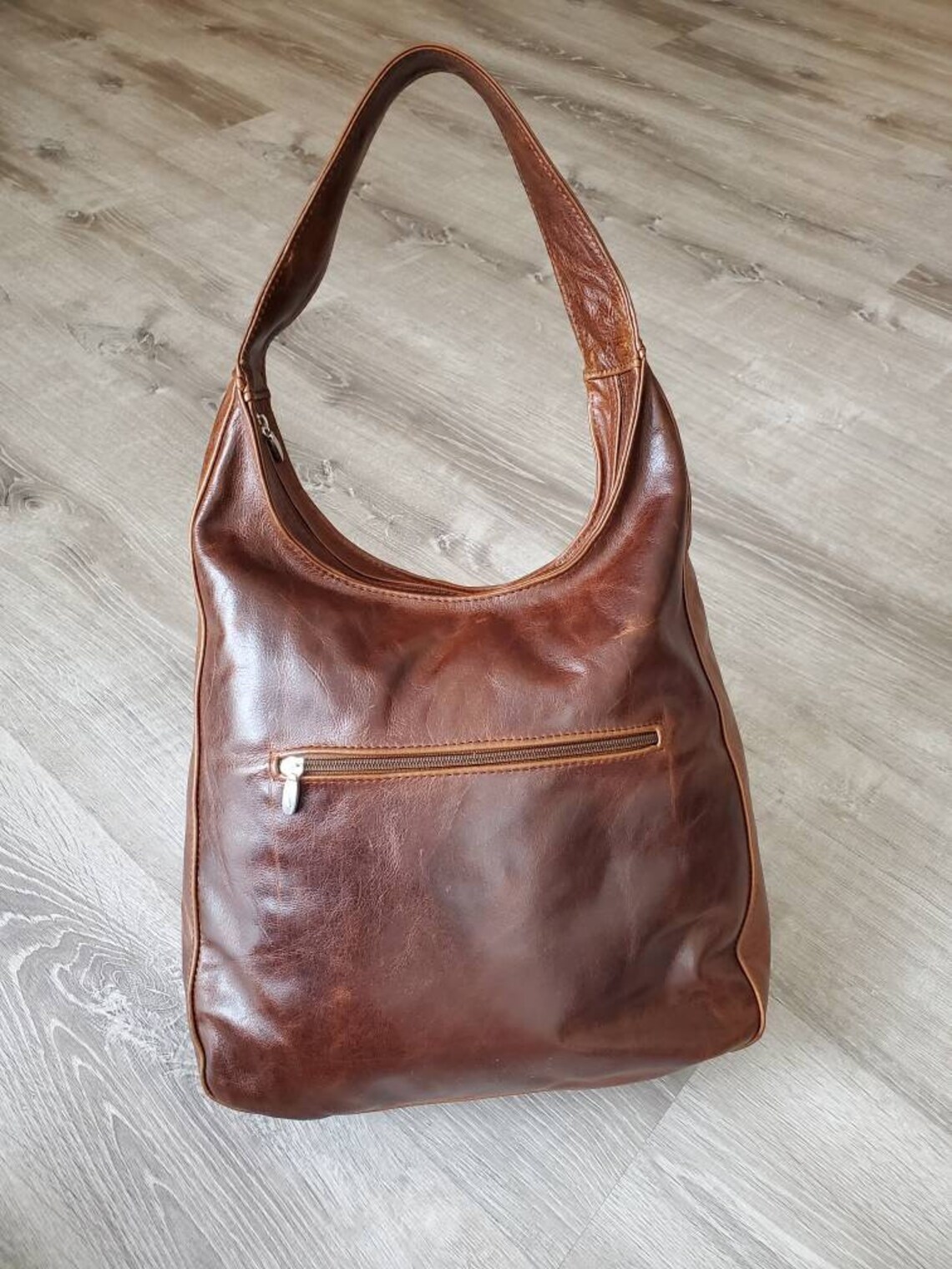 Distressed Leather Hobo Bag Woman Handbag Casual Rustic Etsy