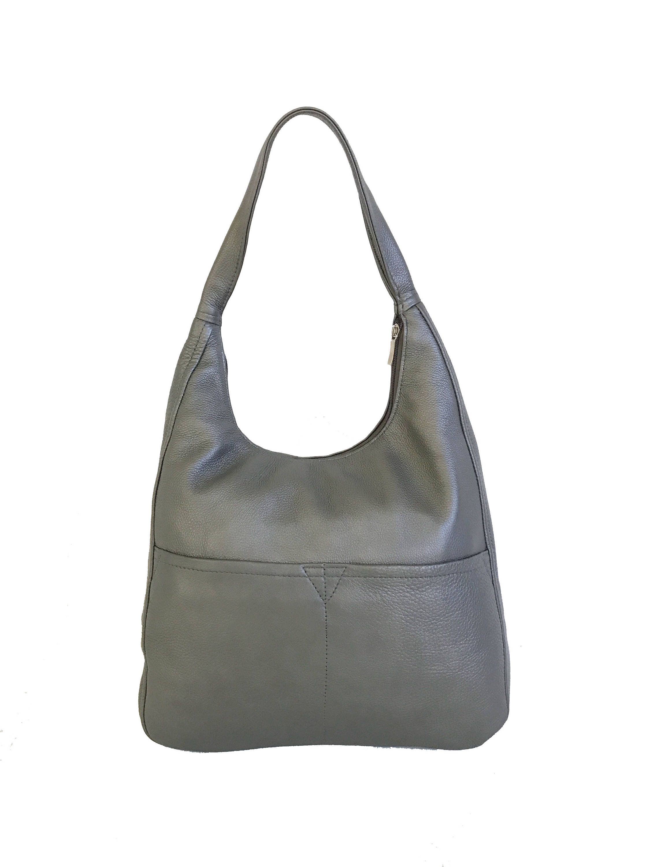 Women Leather Bags Metallic Gray Leather Hobo Purse Handmade | Etsy