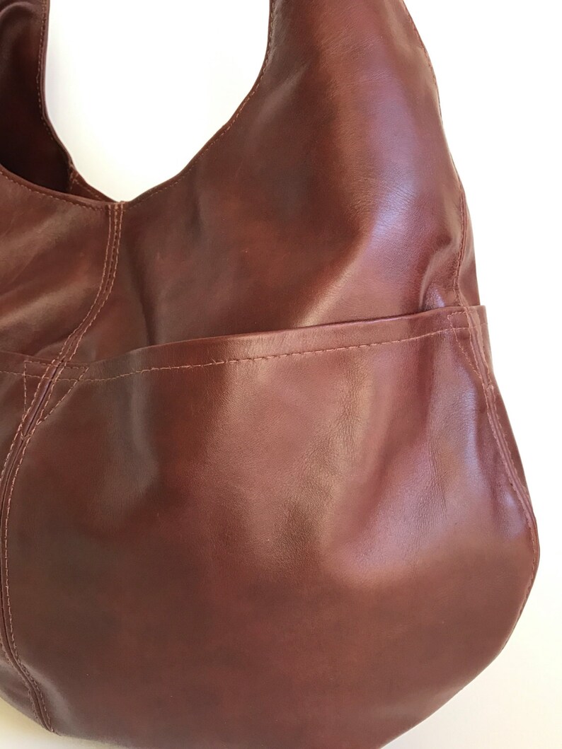Mahogany Leather Hobo Bag Large Hobo Purse Original Bags Etsy