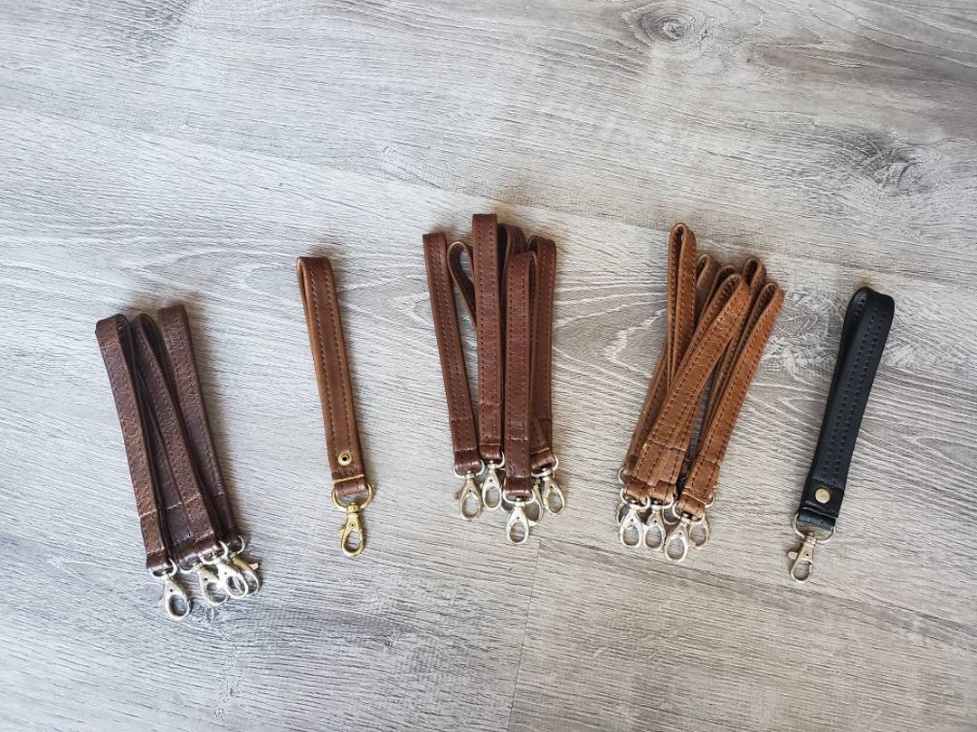 Vintage Leather Keychain Style, Brown Wristlet Strap, Key Holder, Add a