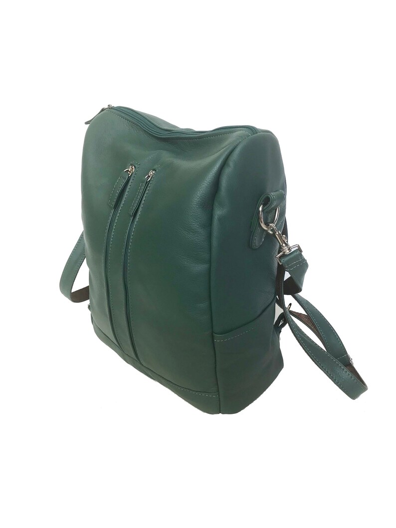 Green Leather Backpack Bag Casual Shoulder Handbag Handmade - Etsy