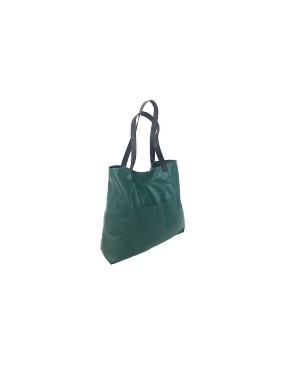 green leather tote handbags