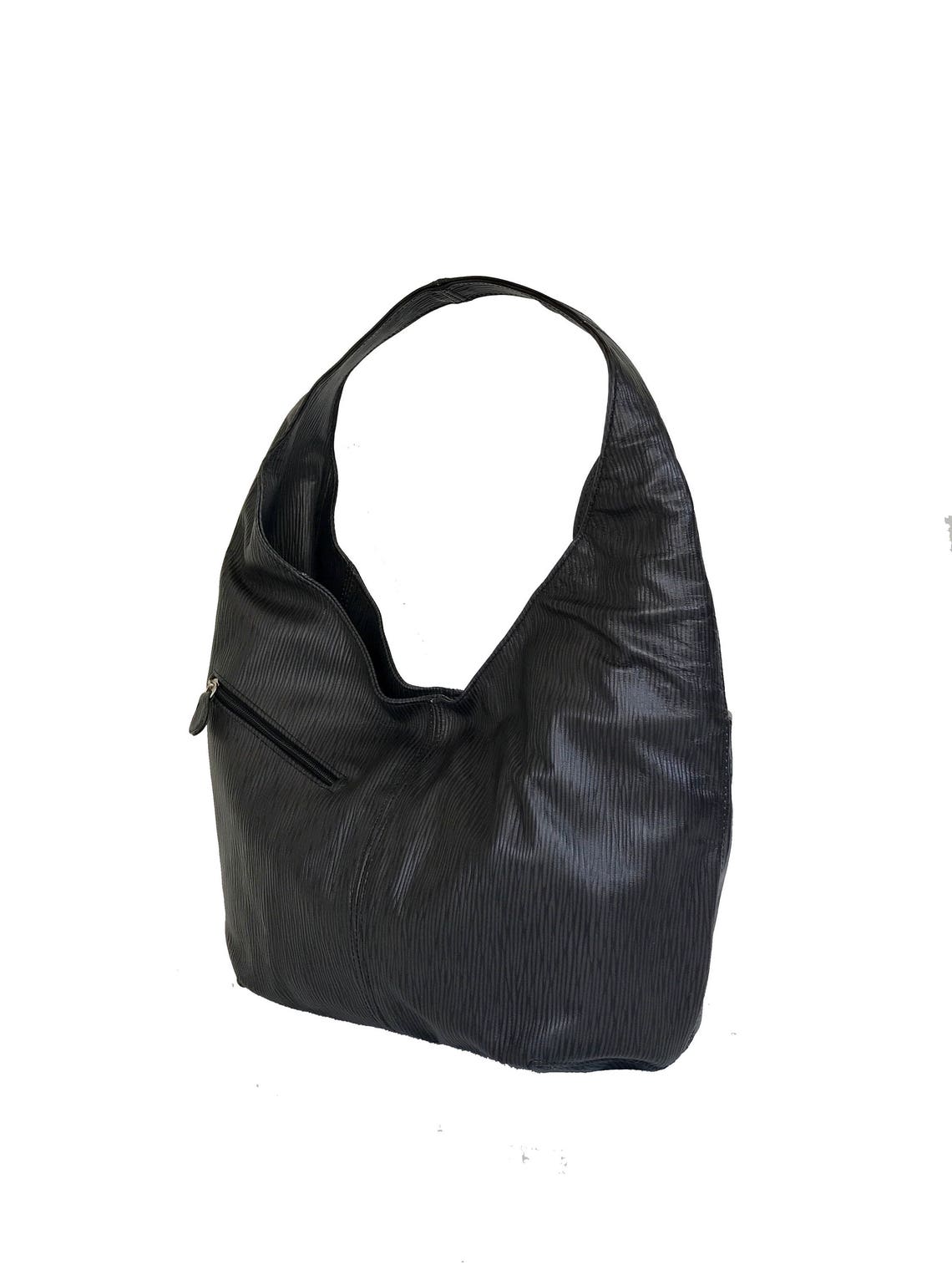 Black Leather Hobo Bag Hobo Purse Original Print Shoulder | Etsy