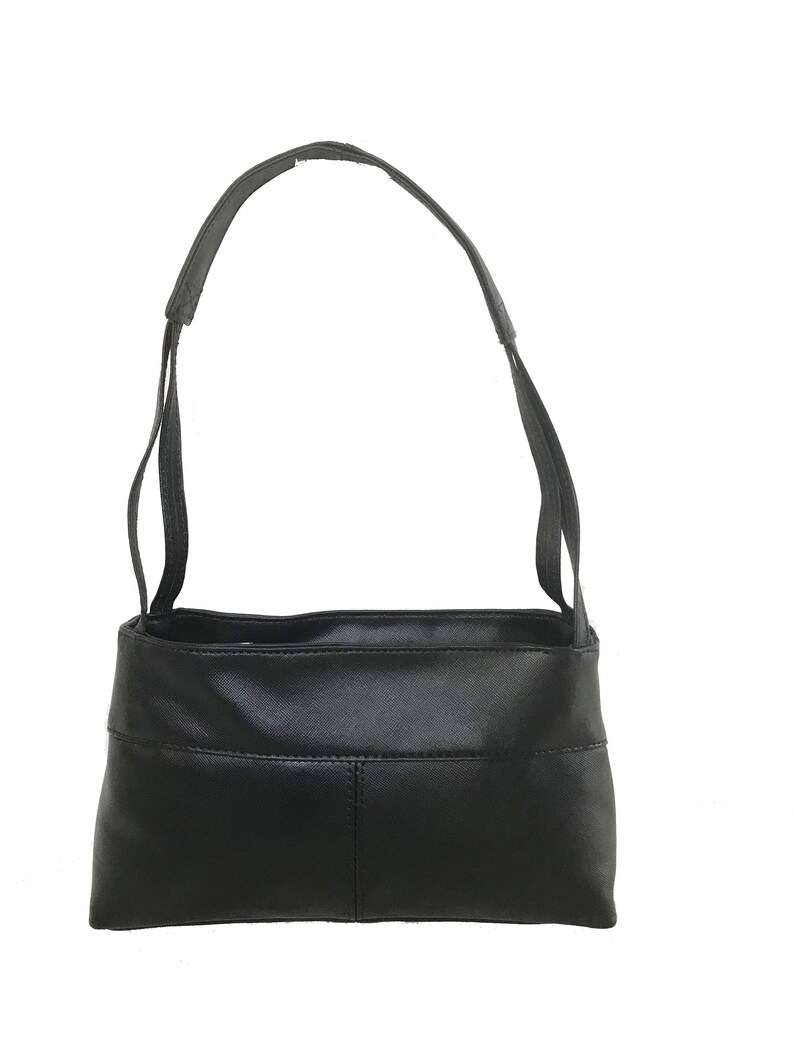 Black Leather Bag Small Everyday Shoulder Handbag Stylish Etsy