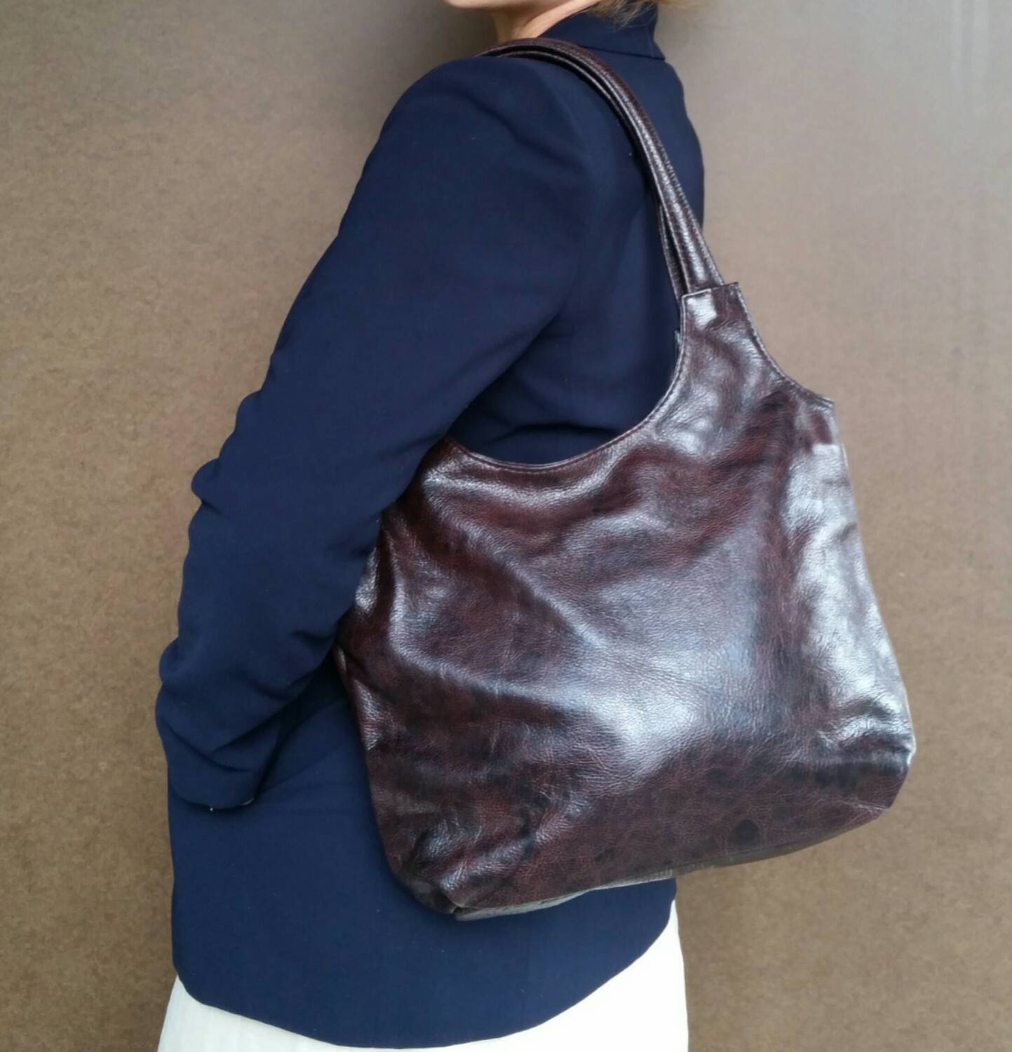 Mahogany Wash Leather Bag With Tassel Fashion Bags Retro - Etsy