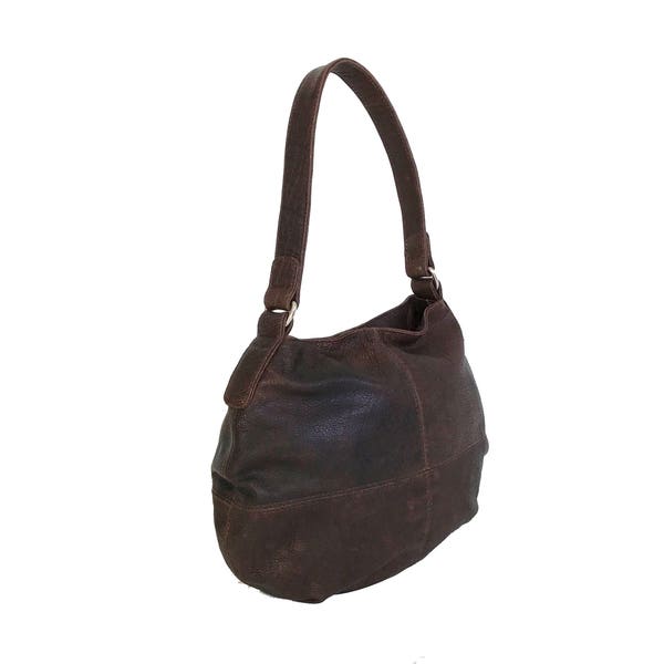 Rustic Brown Leather Hobo Bag, Small Purse, Distressed Leather Bag, Shoulder Handbag, Woman Bag, Handmade Bags and Purses, Aida