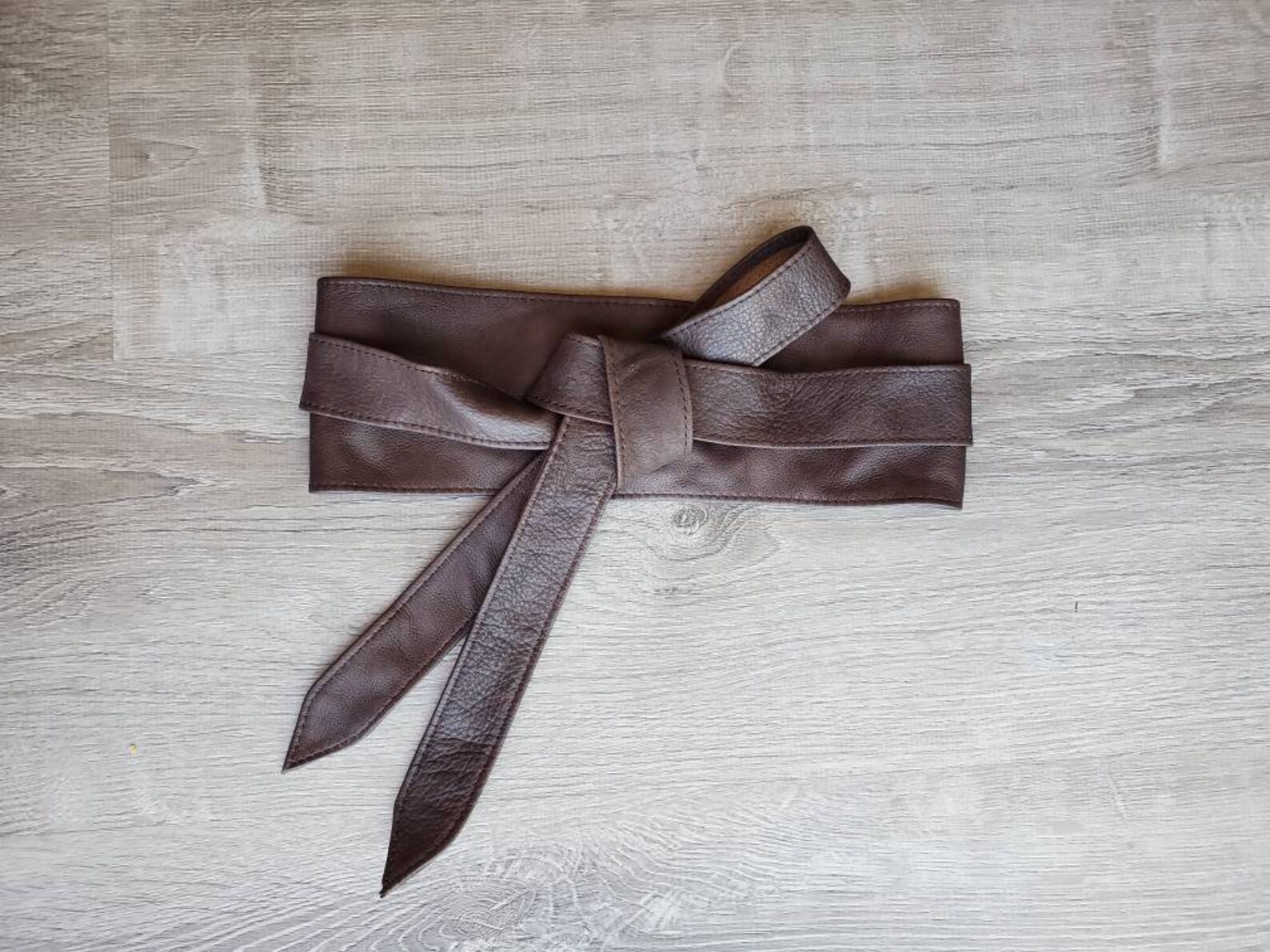 Brown Leather Wrap Obi Belt for Women Leather Waist Sash