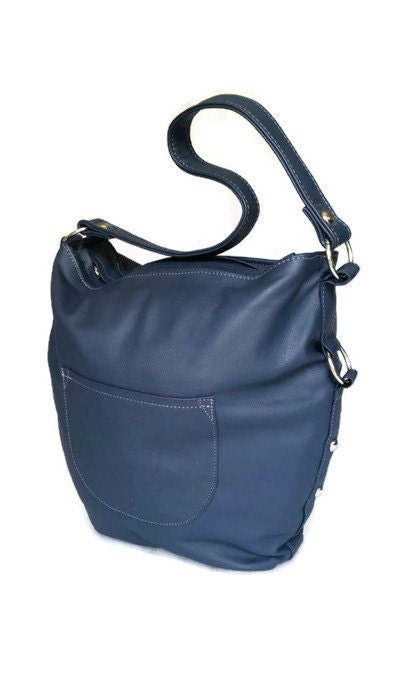 Blue Leather Purse Leather Hobo Bag Handmade Purses | Etsy