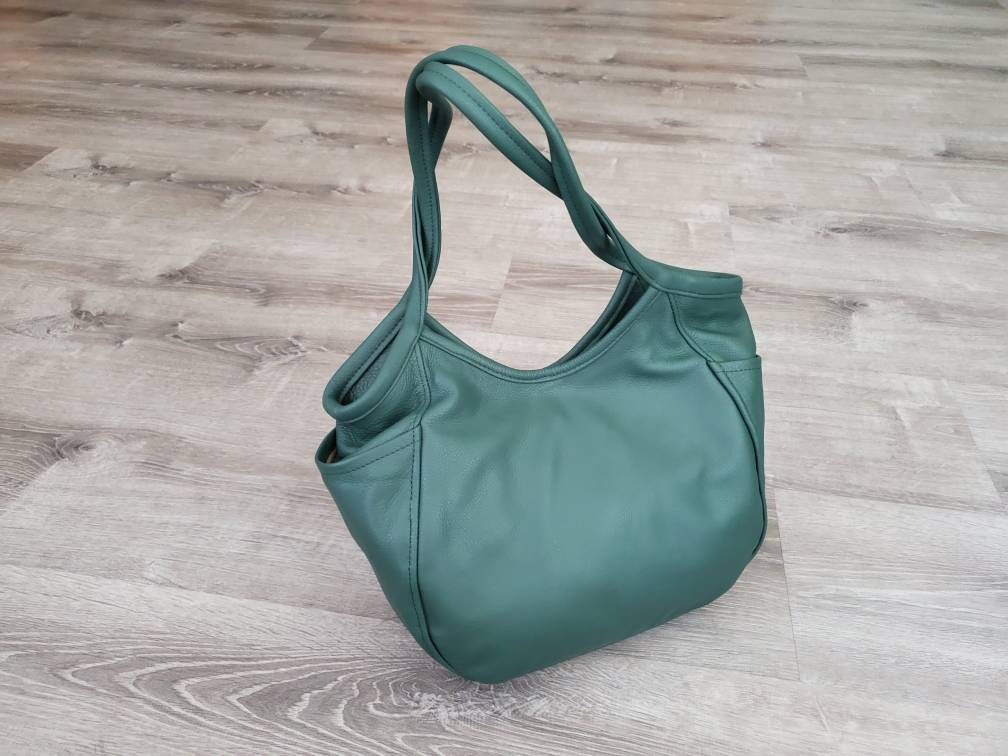 All Day Tote Bag- Dark Green Leather