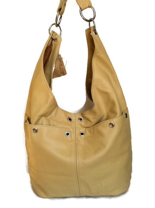 Cream Beige Leather Hobo Purse Women Shoulder Bag Casual - Etsy