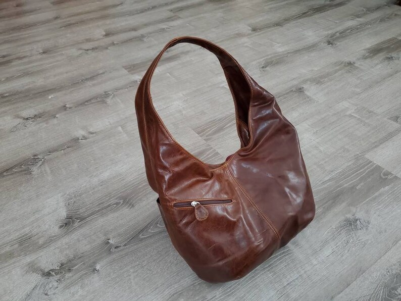 Distressed Brown Leather Hobo Bag Women Handbags Casual | Etsy