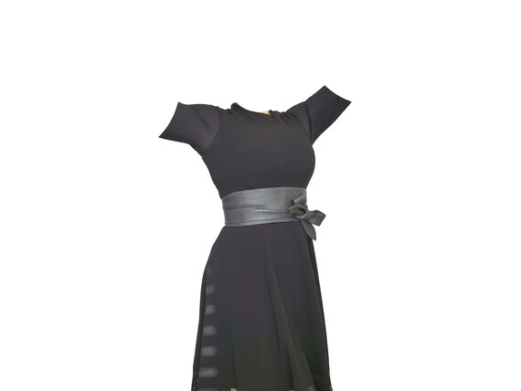 Gray Leather Obi Belt Wide Belt Women 