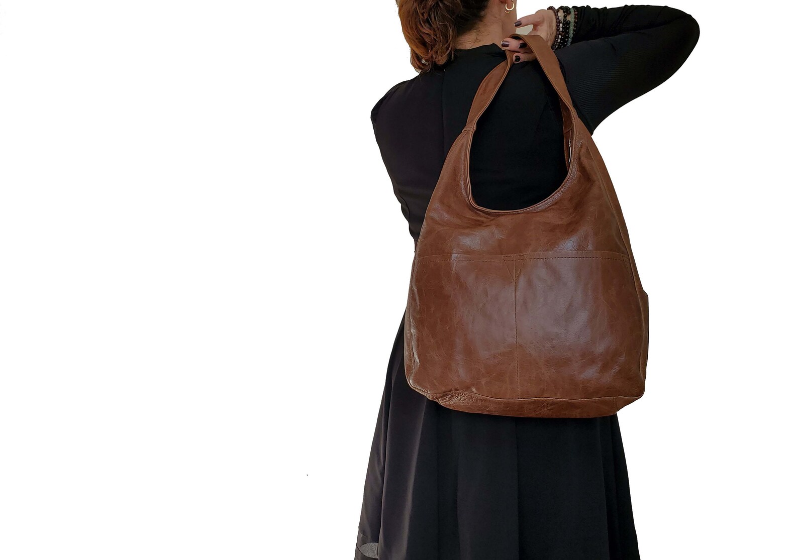 Distressed Leather Hobo Bag Casual Rustic Leather Purse Etsy