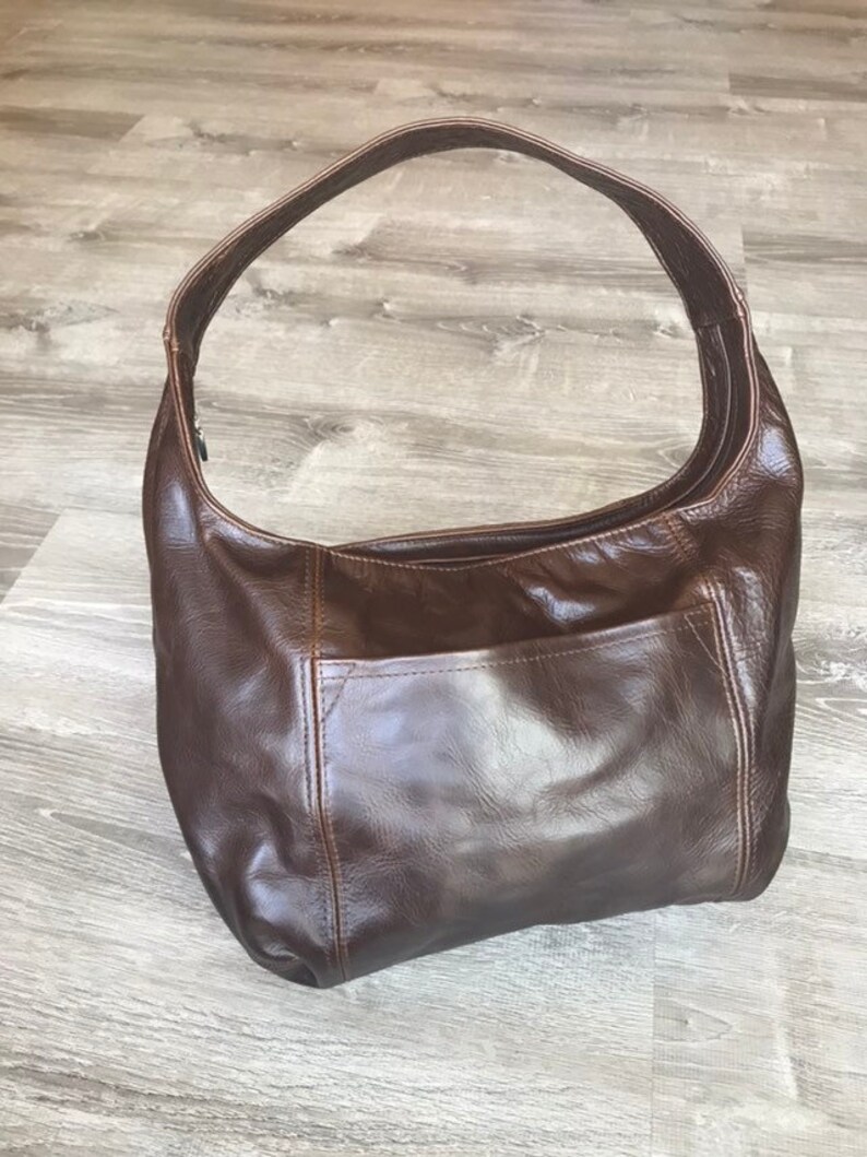 Distressed Brown Leather Hobo Bag Trendy Fashion Handbag | Etsy