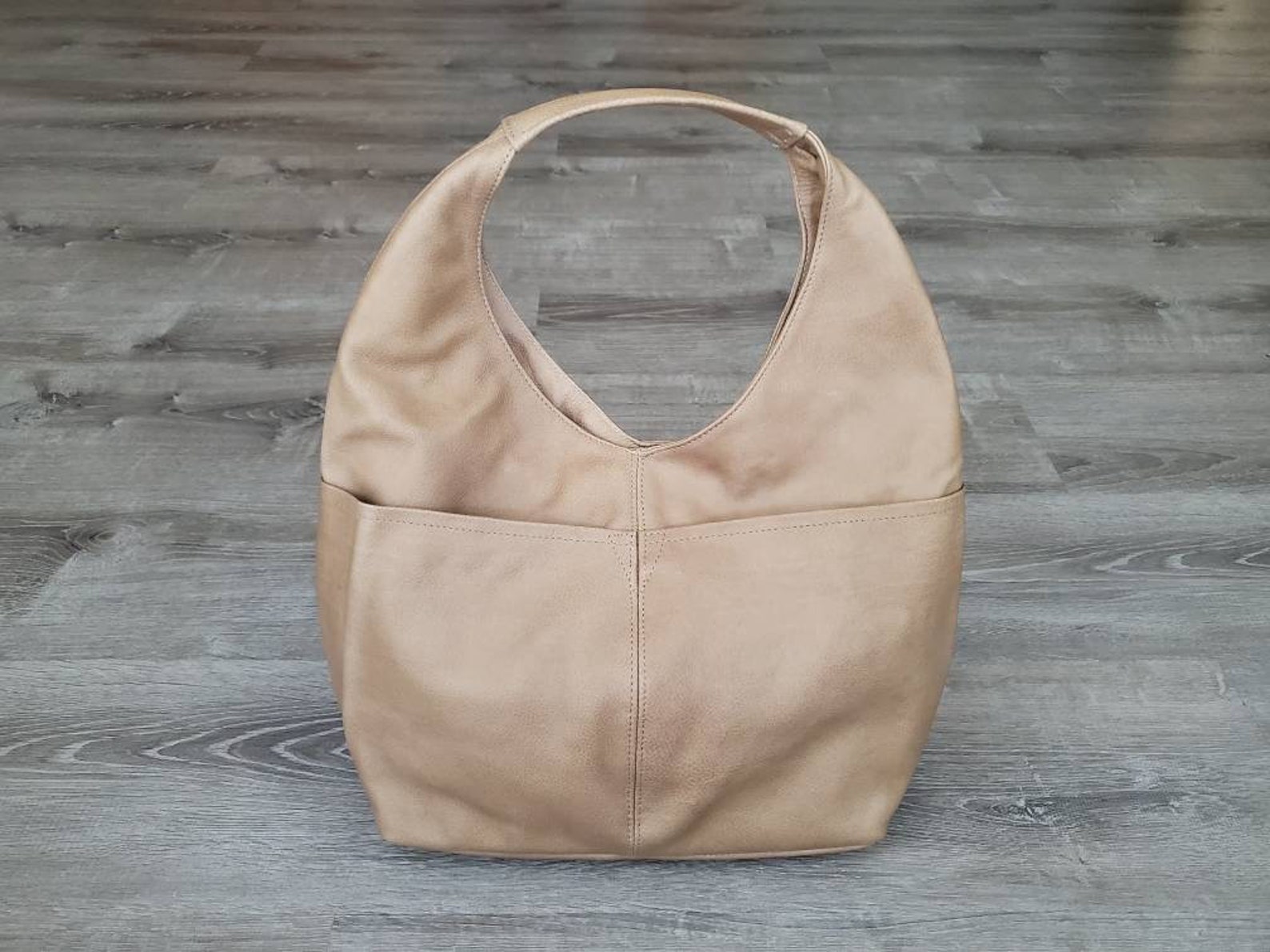 Camel Leather Hobo Bag W/ Pockets Large Everyday Handbag - Etsy