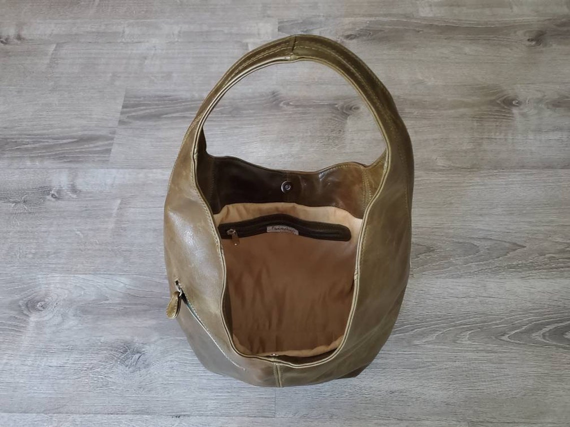 Rustic Distressed Leather Hobo Bag Fashion Classic Shoulder Etsy