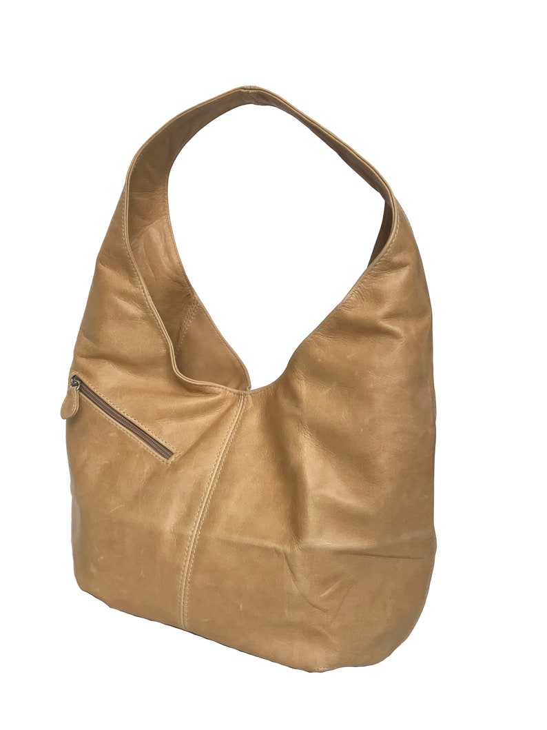 Distressed Leather Hobo Bag W Pockets Camel Hobos Shoulder | Etsy