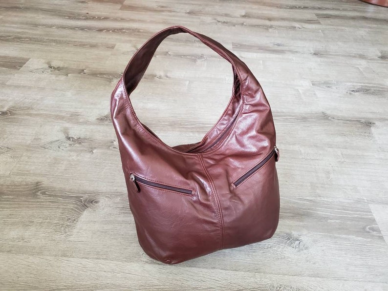 Hobos Aly Brown Leather Hobo Bag w Pockets Casual Fashion Bags Stylish Handbags Women Everyday Handmade Purses and Bags