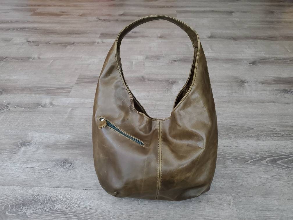 Rustic Distressed Leather Hobo Bag Fashion Classic Shoulder - Etsy