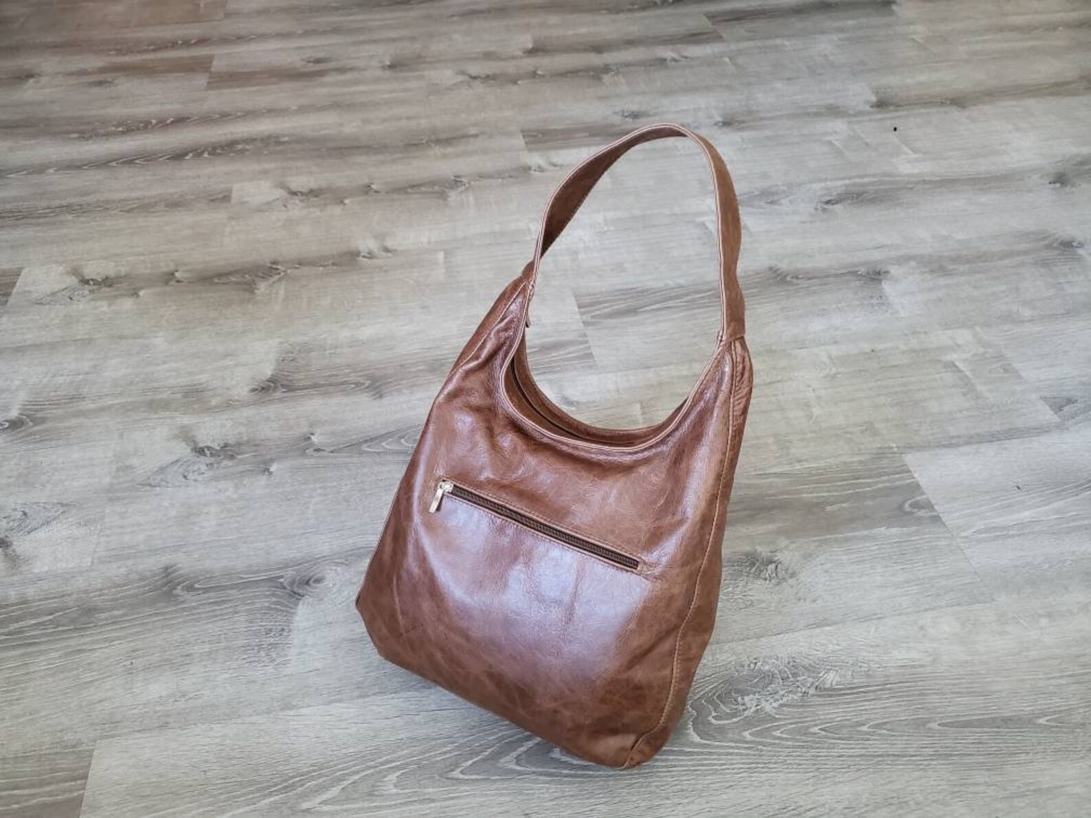 Distressed Leather Hobo Bag Casual Rustic Leather Purse Etsy
