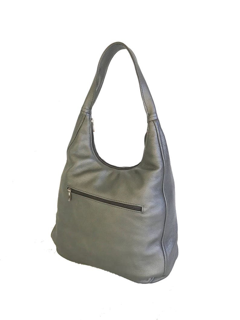 Women Leather Bags Metallic Gray Leather Hobo Purse Handmade - Etsy