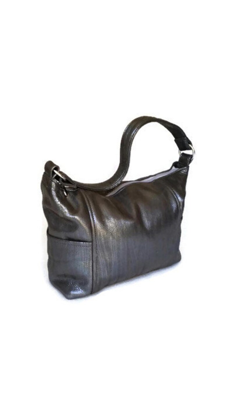 Leather Hobo Bag Silver Leather Bag Soft Leather Handbag | Etsy