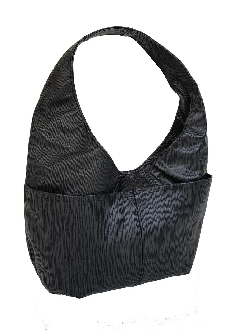 Black Leather Hobo Bag Hobo Purse Original Print Shoulder Etsy