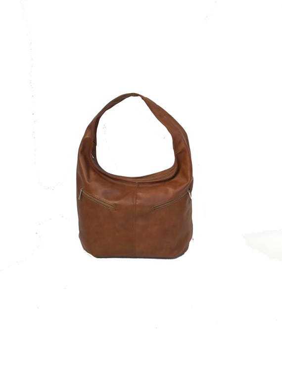 Women Purse Brown Leather Hobo Bag With Pockets Casual - Etsy