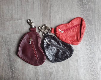 Love Leather Pouch, Hip Bag, Leather Fanny Pack, Mini Teen Bag, Mini Cosmetic Bag, Small Leather Heart Bag