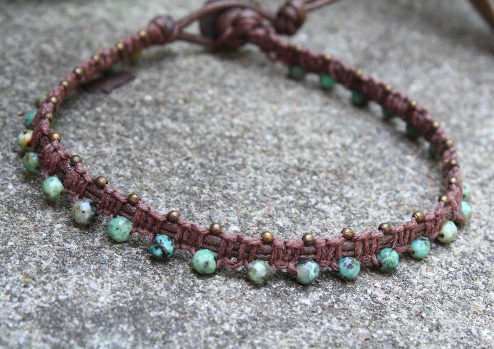 African Turquoise Anklet Macrame Anklet Beaded Macrame Etsy