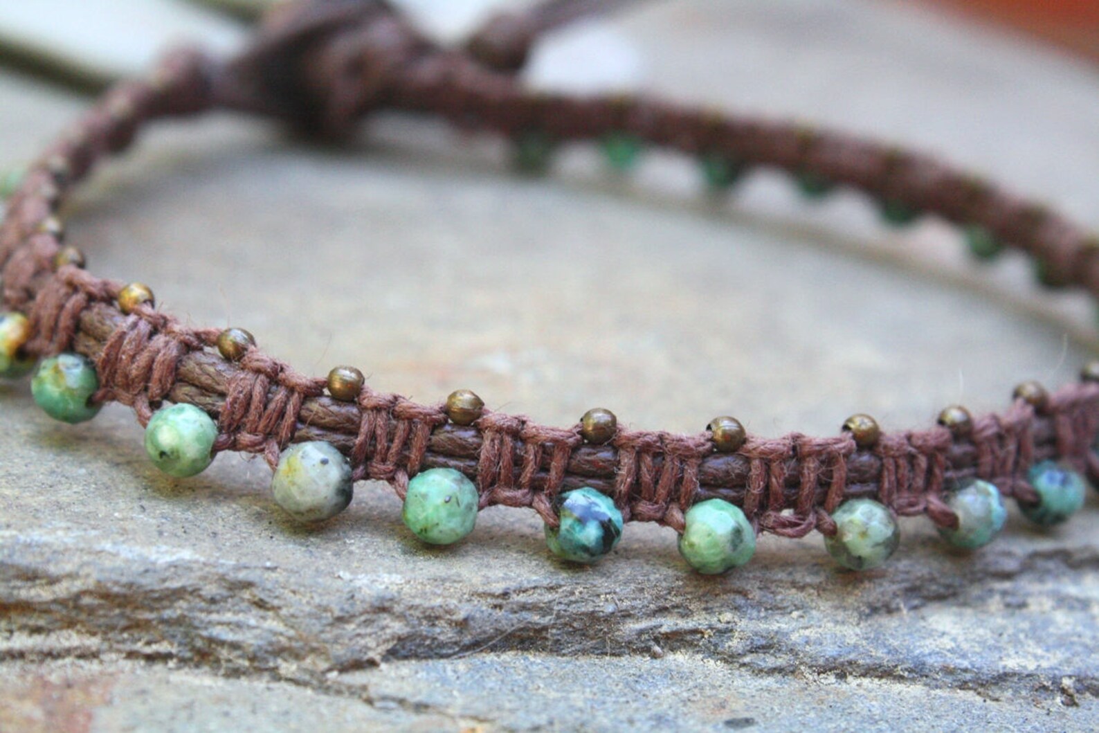 African Turquoise Anklet Macrame Anklet Beaded Macrame Etsy